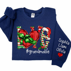 Lofaris Heart Love Grandmalife Custom Christmas Sweatshirt