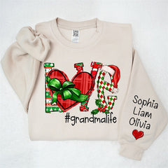 Lofaris Heart Love Grandmalife Custom Christmas Sweatshirt