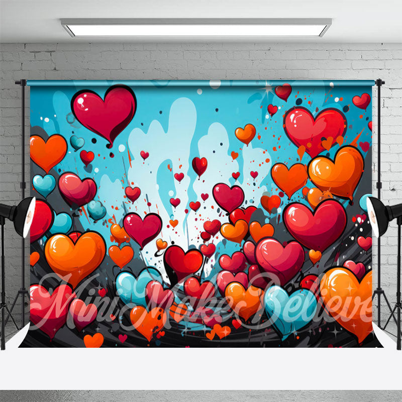 Lofaris Heart Painting Water Wave Valentines Day Backdrop