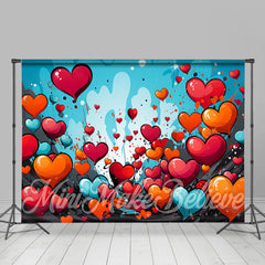 Lofaris Heart Painting Water Wave Valentines Day Backdrop