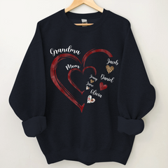 Lofaris Heart Pattern Mom Grandma And Kids Custom Sweatshirt