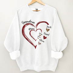 Lofaris Heart Pattern Mom Grandma And Kids Custom Sweatshirt