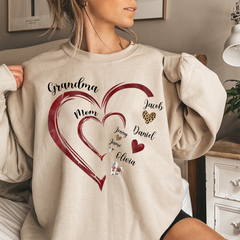 Lofaris Heart Pattern Mom Grandma And Kids Custom Sweatshirt