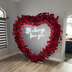 Lofaris Heart Shape Rose Artificial Flower Arch Fabric Wall