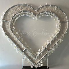 Lofaris White Beige Heart Artificial Flower Wall Party Decor