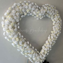 Lofaris White Beige Heart Artificial Flower Wall Party Decor