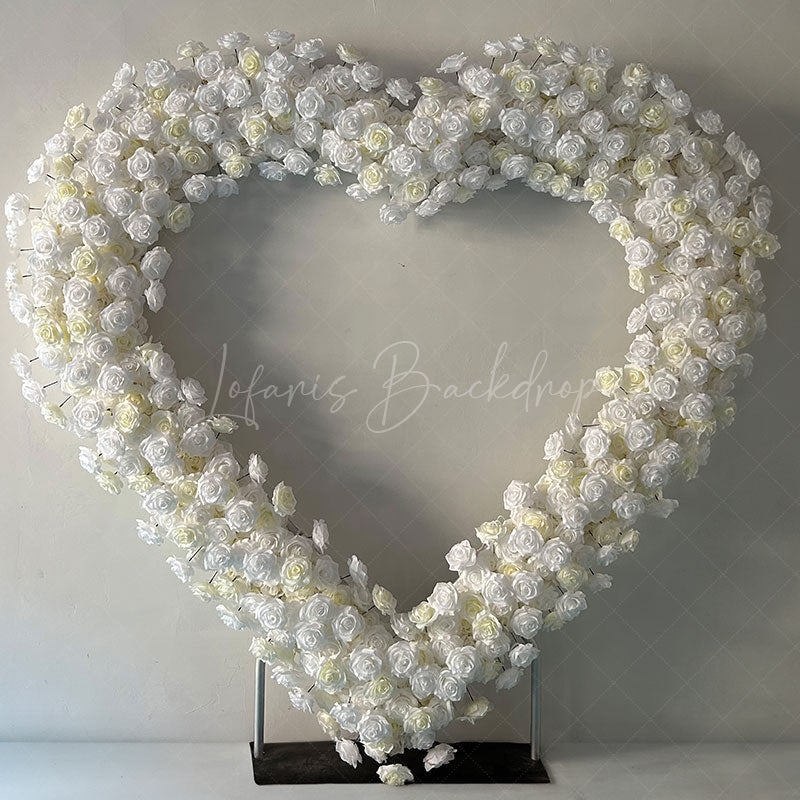 Lofaris White Beige Heart Artificial Flower Wall Party Decor