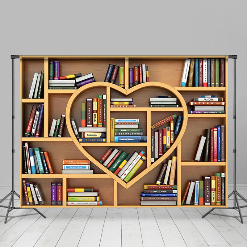 Lofaris Heart Shaped Bookshelf Books World Book Day Backdrop