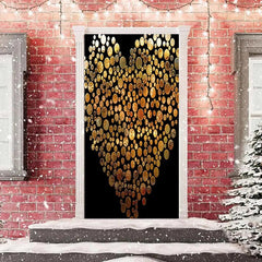 Lofaris Heart Shaped Gold Black Valentines Day Door Cover