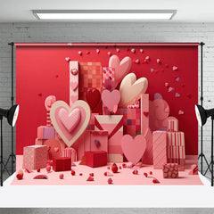 Lofaris Heart Toy Blocks Boxs Pink Valentines Day Backdrop