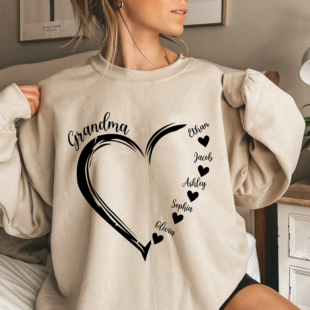 Lofaris Hearts Black Lines For Grandma Custom Sweatshirt