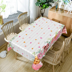 Lofaris Hearts Chocolates Grey Stripe Valentines Tablecloth