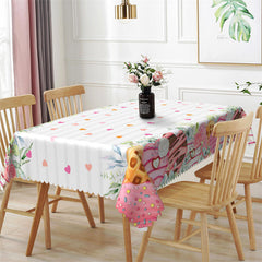 Lofaris Hearts Chocolates Grey Stripe Valentines Tablecloth