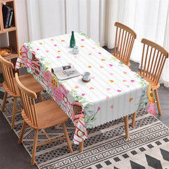 Lofaris Hearts Chocolates Grey Stripe Valentines Tablecloth