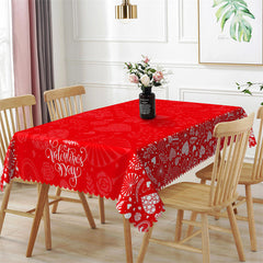 Lofaris Hearts Roses Bokeh Red Valentines Day Decor Tablecloth