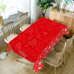 Lofaris Hearts Roses Bokeh Red Valentines Day Decor Tablecloth