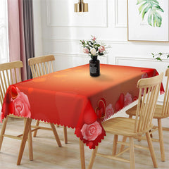 Lofaris Hearts Roses Dim Orange Bokeh Tablecloth For Decor