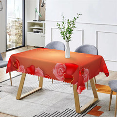 Lofaris Hearts Roses Dim Orange Bokeh Tablecloth For Decor