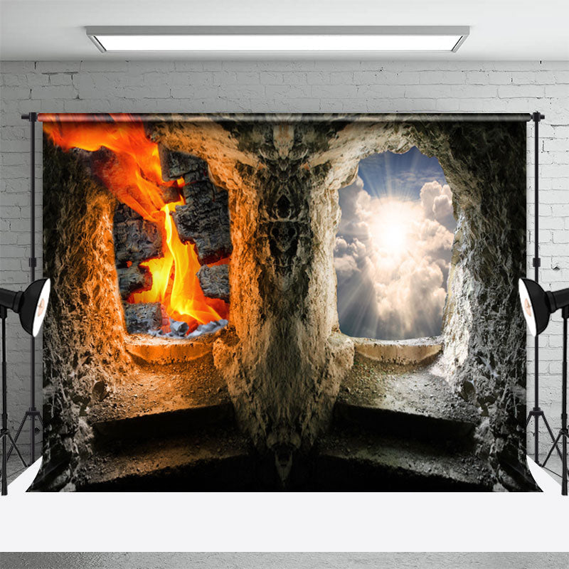 Lofaris Heaven And Hell Vintage Stone Cave Memorial Backdrop