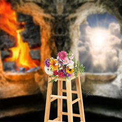 Lofaris Heaven And Hell Vintage Stone Cave Memorial Backdrop