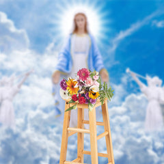 Lofaris Heaven Virgin Mary Angel Blue Sky Funeral Backdrop