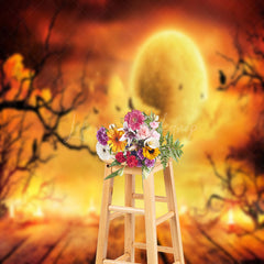 Lofaris Hell Gold Moon Crow Bat Halloween Photo Backdrop