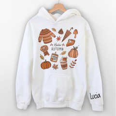 Lofaris Hello Autumn Sundries Pumpkin Custom Name Hoodie