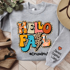 Lofaris Grandma Life Hello Fall Sweatshirt Custom And Kids Autumn Gift TH