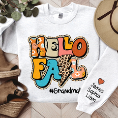 Lofaris Grandma Life Hello Fall Sweatshirt Custom And Kids Autumn Gift TH