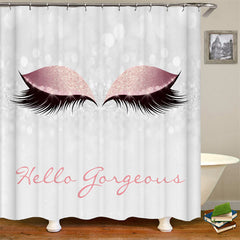 Lofaris Hello Gorgeous Woman Eyes Silver Bokeh Shower Curtain