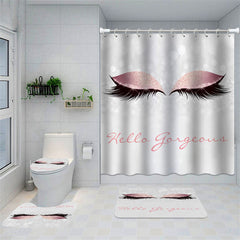 Lofaris Hello Gorgeous Woman Eyes Silver Bokeh Shower Curtain