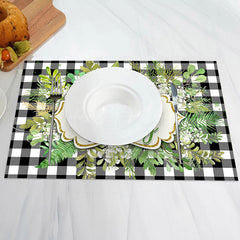 Lofaris Hello Spring Greenery Checkered Set Of 4 Placemats