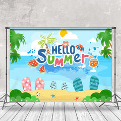 Lofaris Hello Summer Beach Sea Palm Trees Photoshoot Backdrop