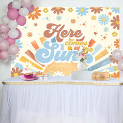 Lofaris Here Comes The Sun Groovy Boho Baby Shower Backdrop