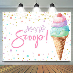 Lofaris Heres The Scoop Icecream White Birthday Backdrop