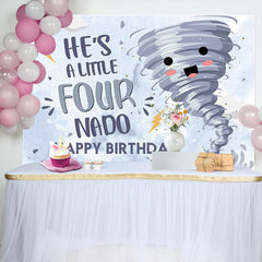 Lofaris Hes A Little Fournado Happy 4th Birthday Backdrop