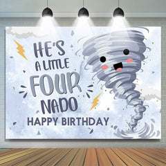 Lofaris Hes A Little Fournado Happy 4th Birthday Backdrop