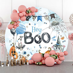 Lofaris Hey Boo Bat Spider Round Halloween Baby Shower Backdrop