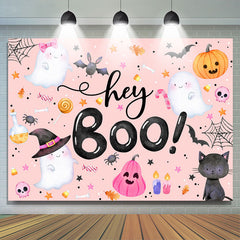 Lofaris Hey Boo Pink Halloween Backdrop For Baby Shower