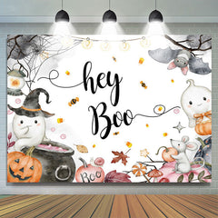 Lofaris Hey Boo Pumpkin Ghost Halloween Baby Shower Backdrop