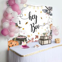 Lofaris Hey Boo Pumpkin Ghost Halloween Baby Shower Backdrop