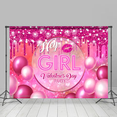 Lofaris Hey Girl Pink Diamond Valentines Day Party Backdrop