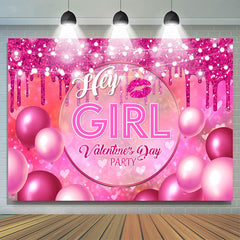 Lofaris Hey Girl Pink Diamond Valentines Day Party Backdrop