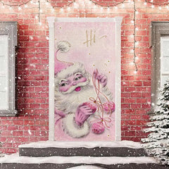 Lofaris Hi Pink Santa Claus Snowy Door Cover For Christmas