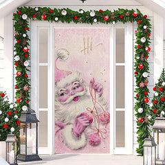 Lofaris Hi Pink Santa Claus Snowy Door Cover For Christmas