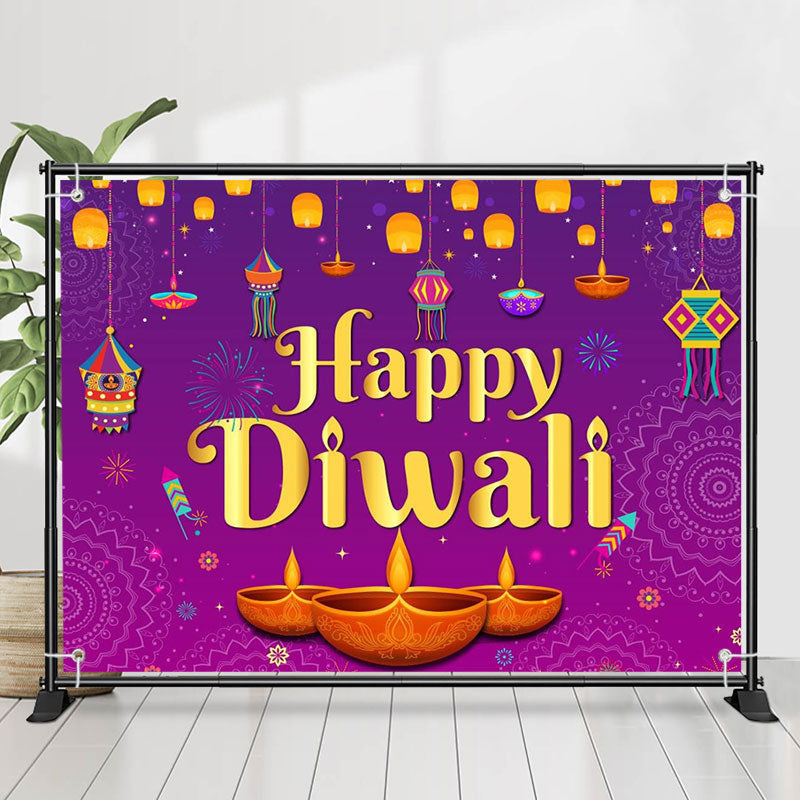 Lofaris Hindu Festival Of Light Party Purple Diwali Backdrop