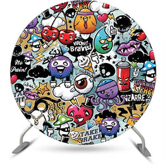 Lofaris Hiphop Colorful Graffiti Round Dance Party Backdrop