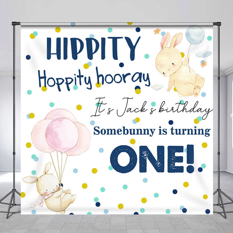 Lofaris Hippity Hooray Bunny Custom 1St Birthday Backdrop