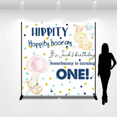 Lofaris Hippity Hooray Bunny Custom 1St Birthday Backdrop