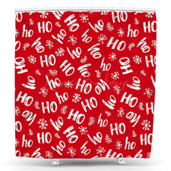 Lofaris Ho Pattern Red White Christmas Shower Curtain